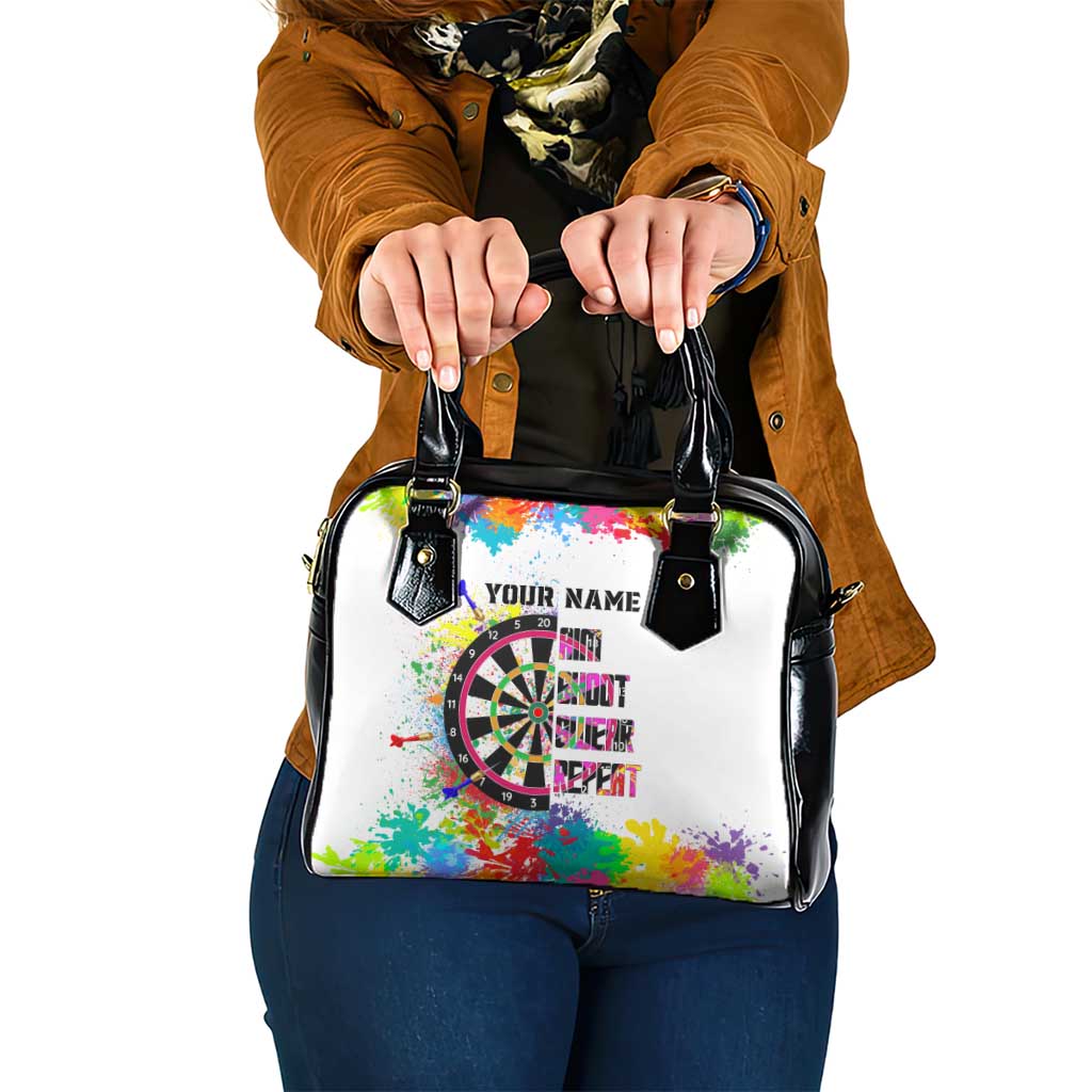 Colorful Dartboard and Splatter Paint Darts Shoulder Handbag Personalized Motivational Quote TS04