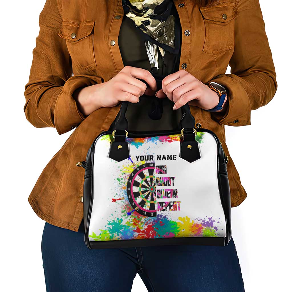 Colorful Dartboard and Splatter Paint Darts Shoulder Handbag Personalized Motivational Quote TS04