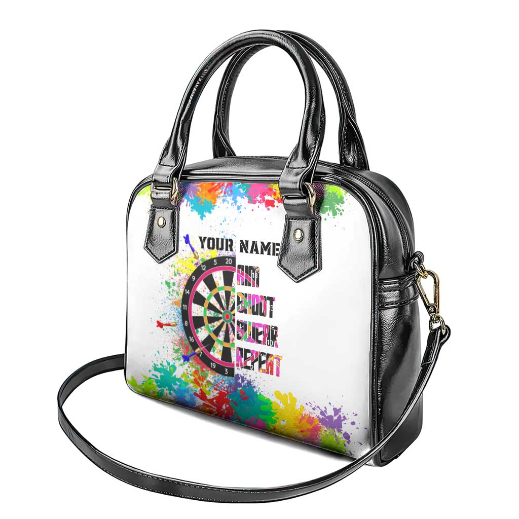 Colorful Dartboard and Splatter Paint Darts Shoulder Handbag Personalized Motivational Quote TS04