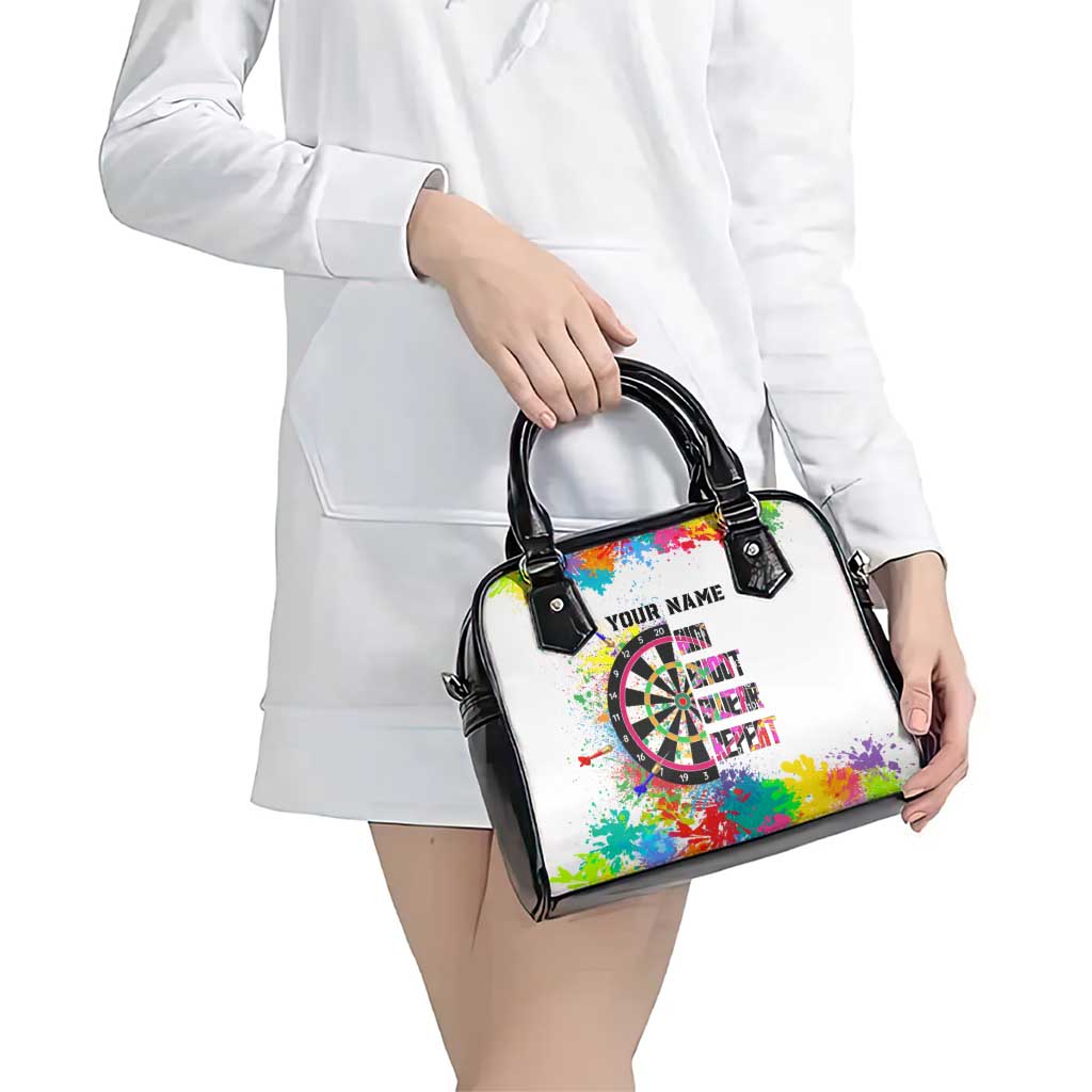 Colorful Dartboard and Splatter Paint Darts Shoulder Handbag Personalized Motivational Quote TS04