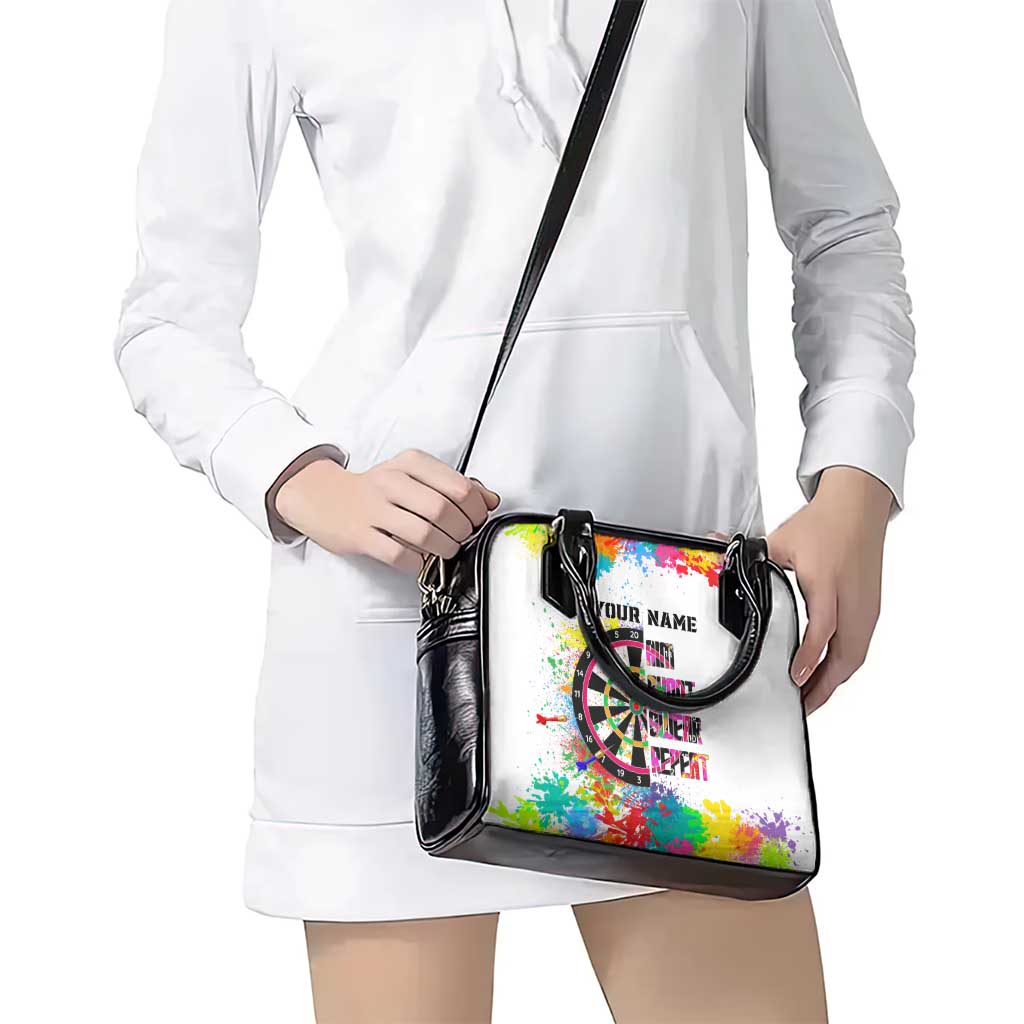 Colorful Dartboard and Splatter Paint Darts Shoulder Handbag Personalized Motivational Quote TS04