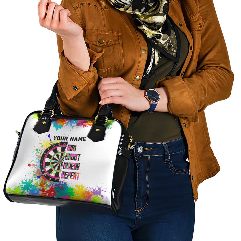 Colorful Dartboard and Splatter Paint Darts Shoulder Handbag Personalized Motivational Quote TS04
