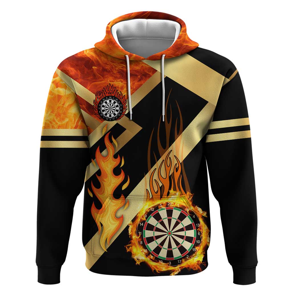Flaming Dartboard Darts Hoodie Personalized Bold Geometric Patterns TS04