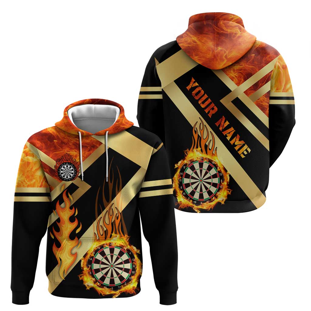 Flaming Dartboard Darts Hoodie Personalized Bold Geometric Patterns TS04