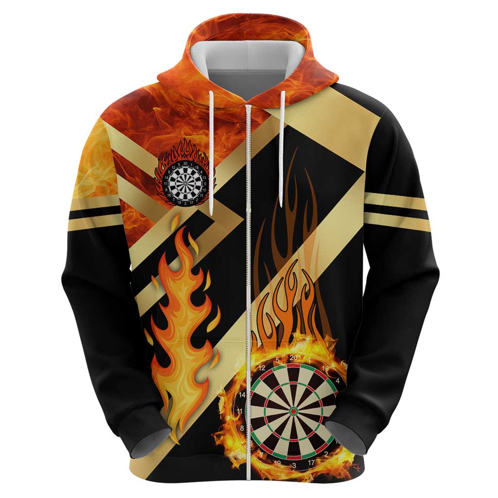 Flaming Dartboard Darts Hoodie Personalized Bold Geometric Patterns TS04