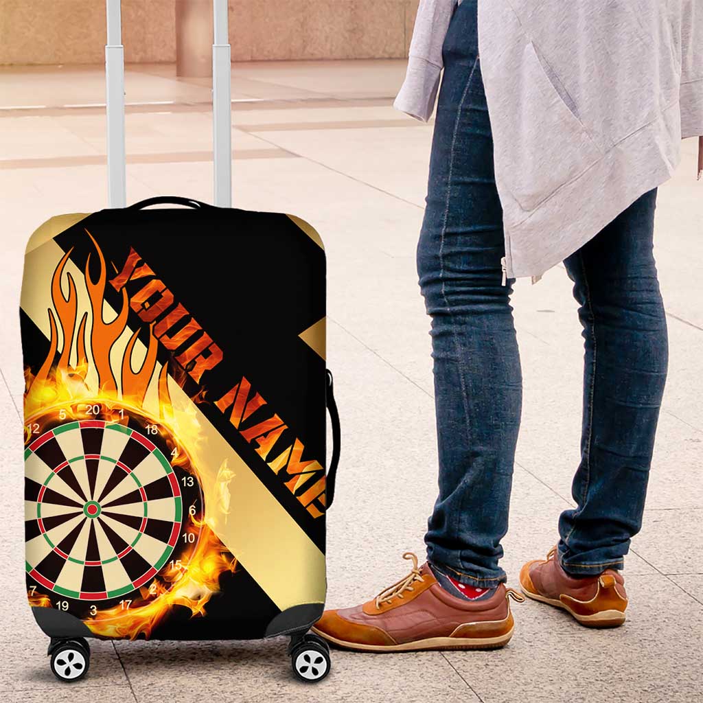 Flaming Dartboard Darts Luggage Cover Personalized Bold Geometric Patterns TS04