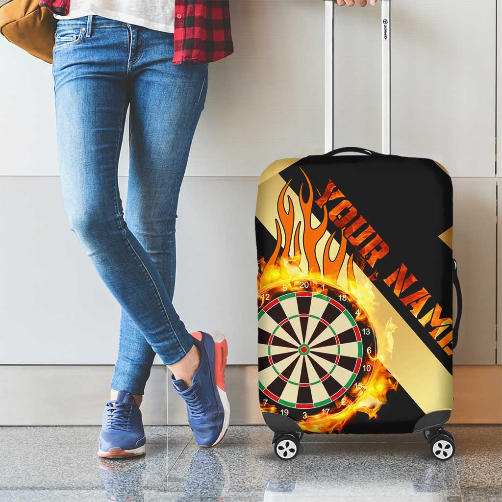 Flaming Dartboard Darts Luggage Cover Personalized Bold Geometric Patterns TS04
