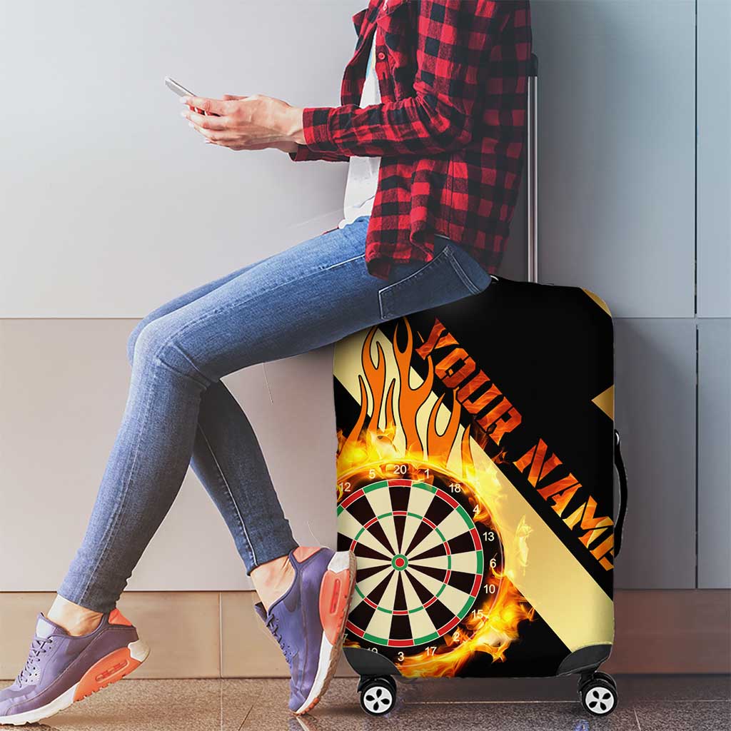 Flaming Dartboard Darts Luggage Cover Personalized Bold Geometric Patterns TS04