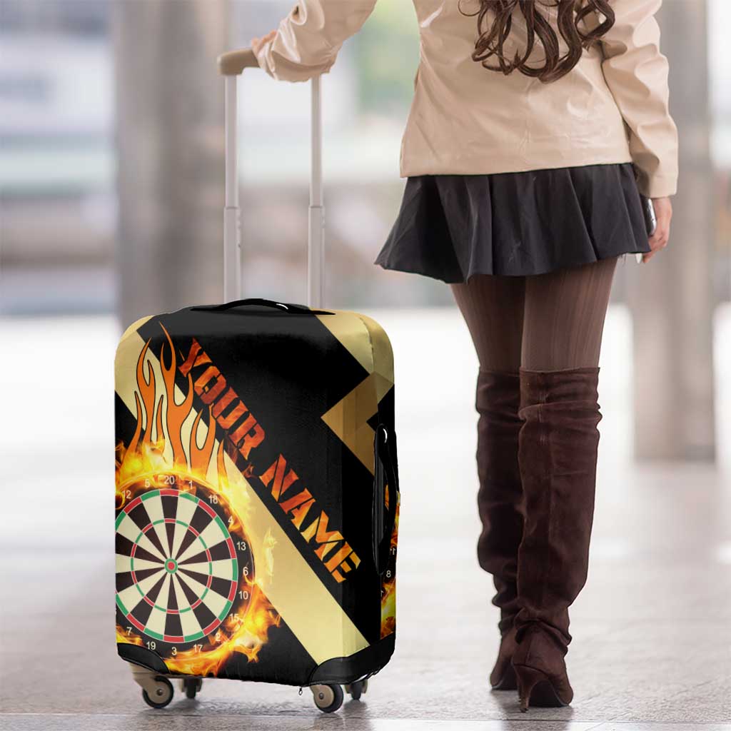 Flaming Dartboard Darts Luggage Cover Personalized Bold Geometric Patterns TS04