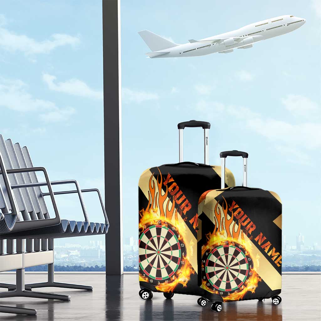 Flaming Dartboard Darts Luggage Cover Personalized Bold Geometric Patterns TS04