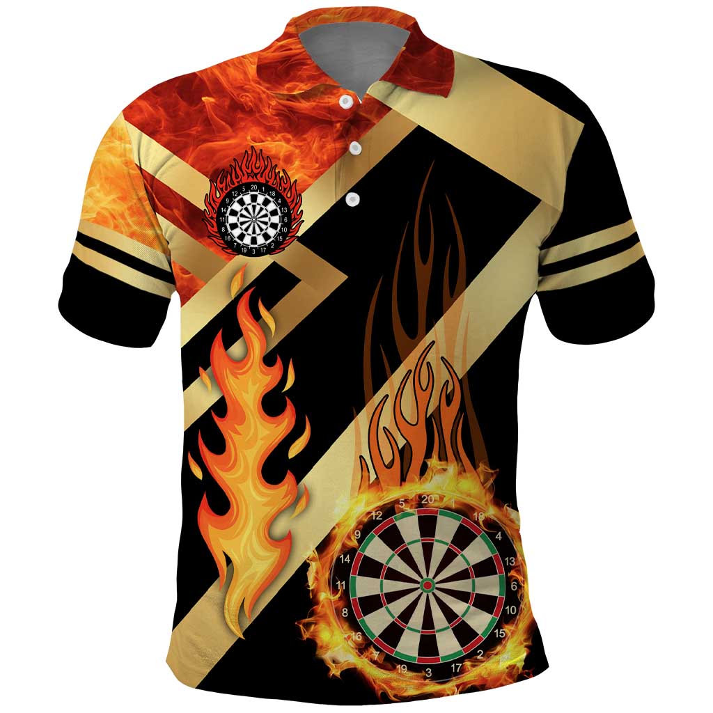Flaming Dartboard Darts Polo Shirt Personalized Bold Geometric Patterns TS04