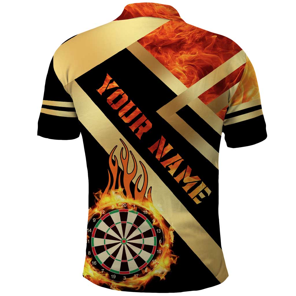 Flaming Dartboard Darts Polo Shirt Personalized Bold Geometric Patterns TS04