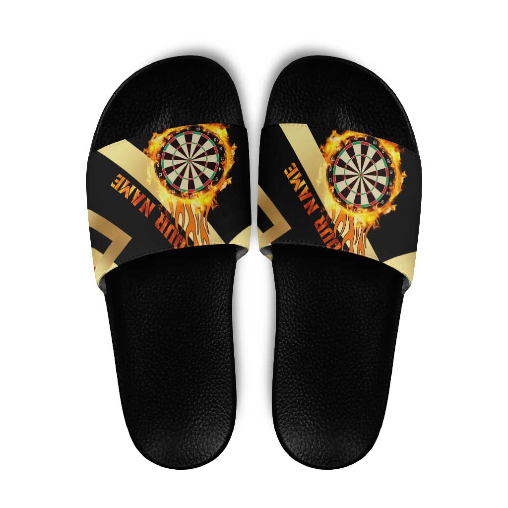 Flaming Dartboard Darts Slide Sandals Personalized Bold Geometric Patterns TS04