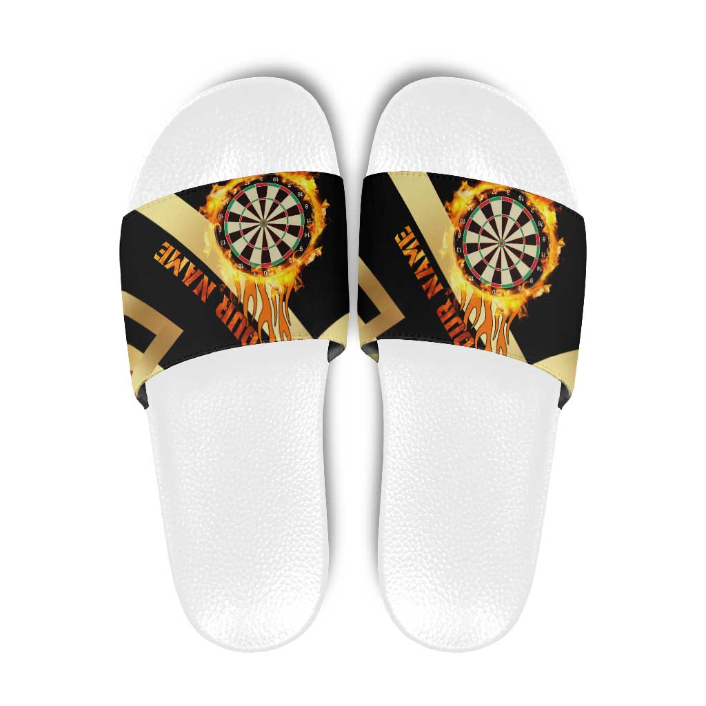 Flaming Dartboard Darts Slide Sandals Personalized Bold Geometric Patterns TS04