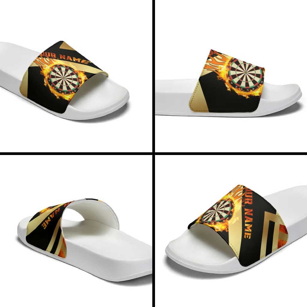 Flaming Dartboard Darts Slide Sandals Personalized Bold Geometric Patterns TS04
