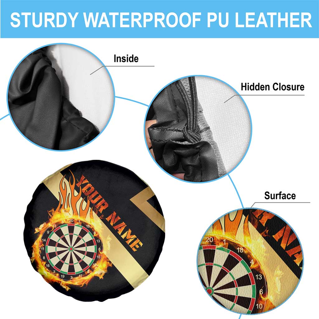 Flaming Dartboard Darts Spare Tire Cover Personalized Bold Geometric Patterns TS04