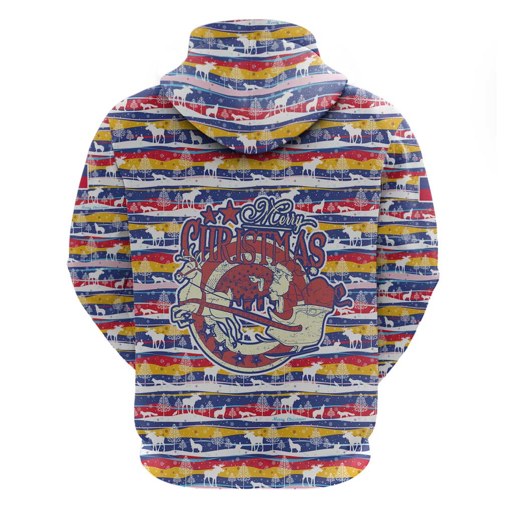 Haiti Christmas Hoodie with Blue Red Yellow Xmas Santa Sleigh and Coat of Arms TS04