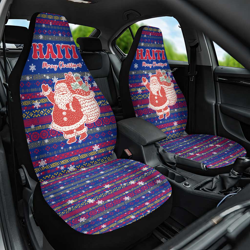 Haiti Christmas Car Seat Cover with Blue Red Xmas Santa Snowflake and Map TS04