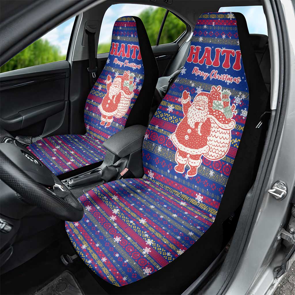 Haiti Christmas Car Seat Cover with Blue Red Xmas Santa Snowflake and Map TS04