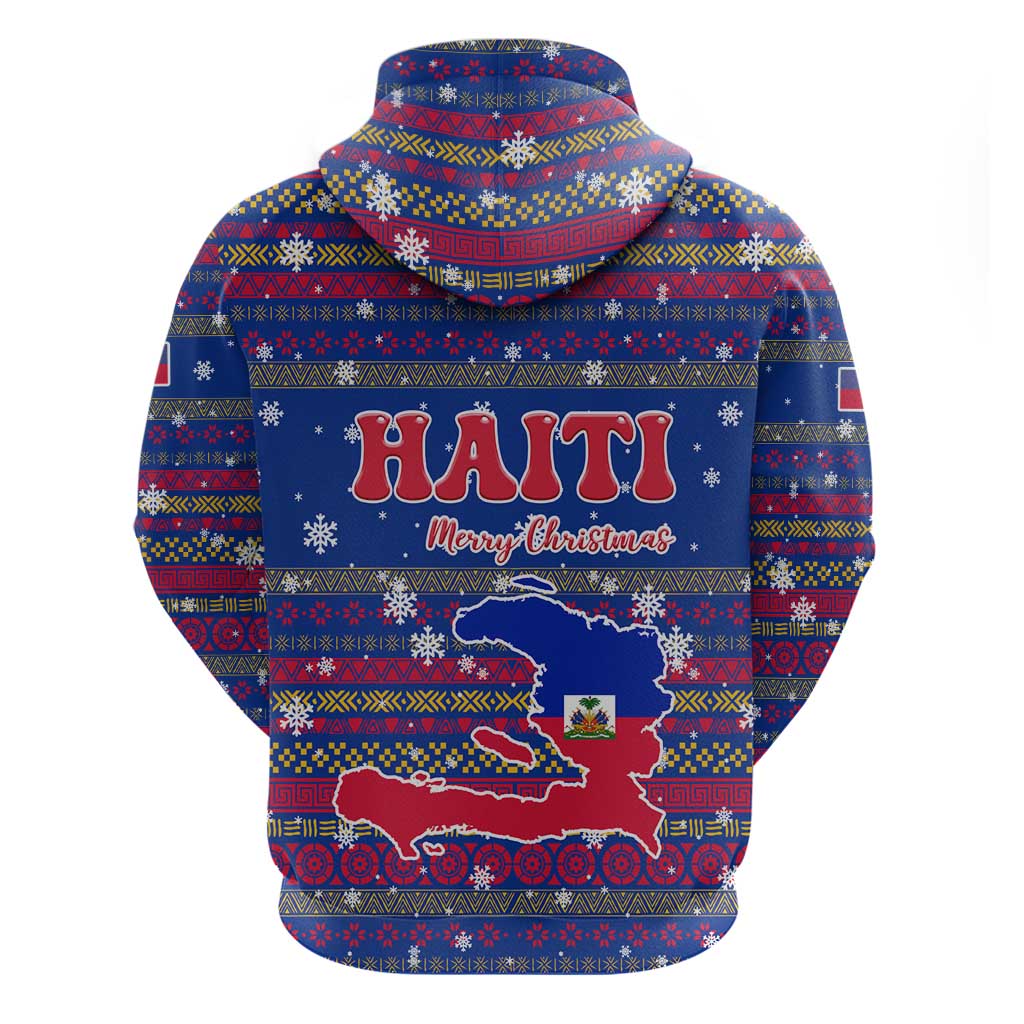 Haiti Christmas Hoodie with Blue Red Xmas Santa Snowflake and Map TS04