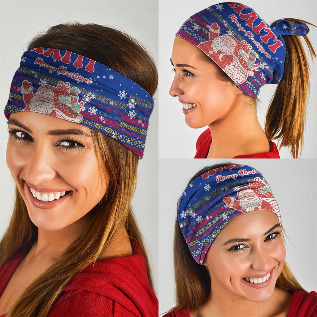 Haiti Christmas Neck Gaiter with Blue Red Xmas Santa Snowflake and Map TS04