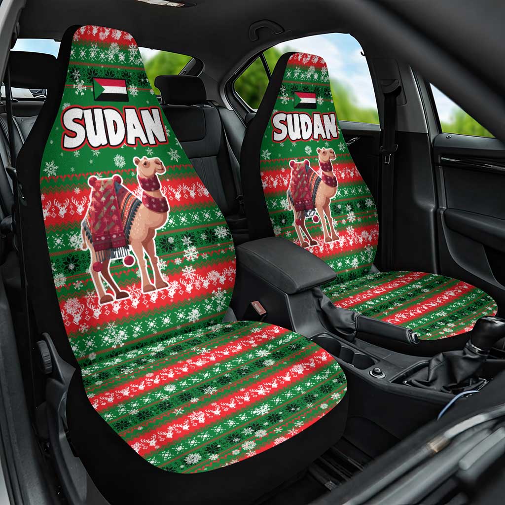 Sudan Christmas Car Seat Cover with Green Red Xmas Camel Snowflake and Coat of Arms TS04