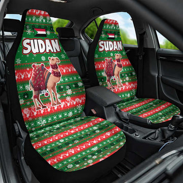 Sudan Christmas Car Seat Cover with Green Red Xmas Camel Snowflake and Coat of Arms TS04