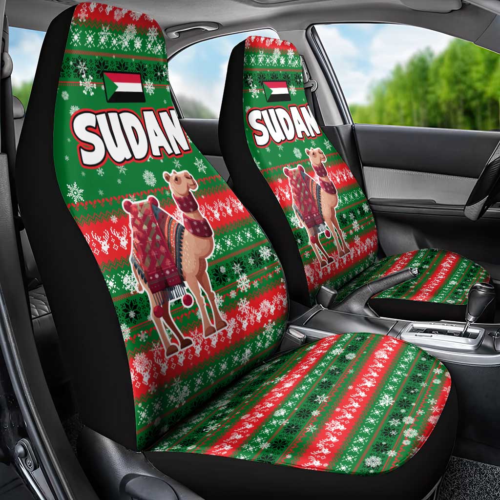 Sudan Christmas Car Seat Cover with Green Red Xmas Camel Snowflake and Coat of Arms TS04