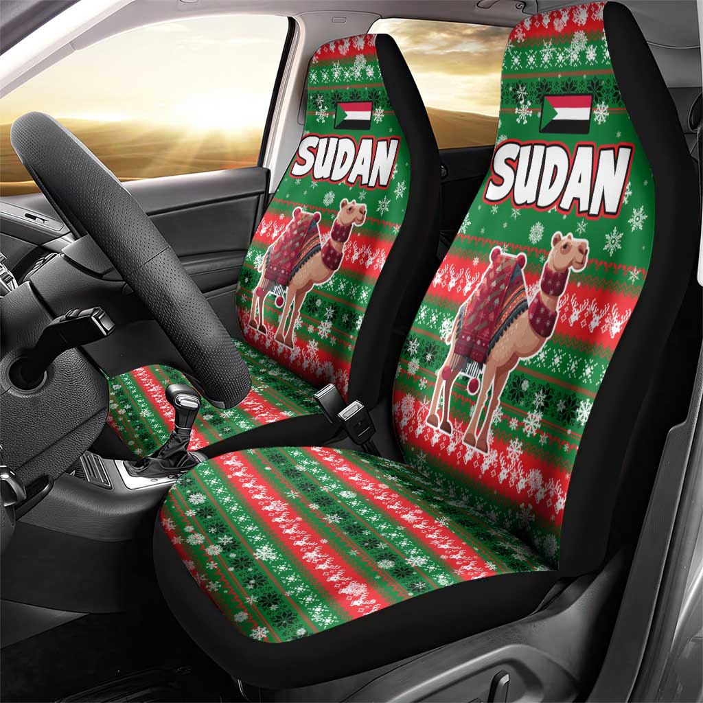 Sudan Christmas Car Seat Cover with Green Red Xmas Camel Snowflake and Coat of Arms TS04