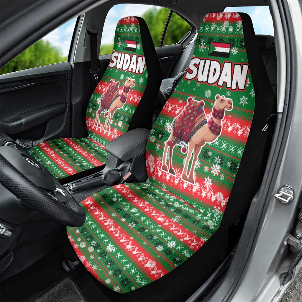 Sudan Christmas Car Seat Cover with Green Red Xmas Camel Snowflake and Coat of Arms TS04