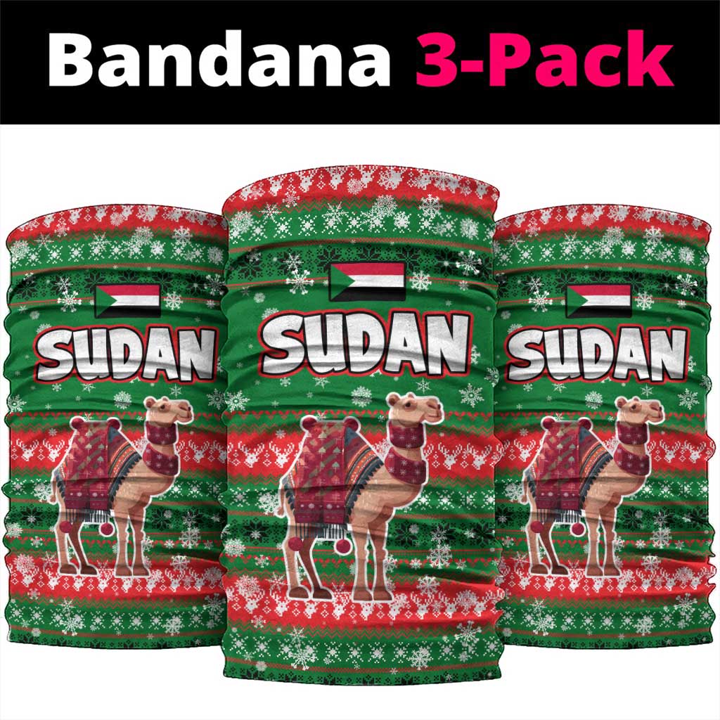 Sudan Christmas Neck Gaiter with Green Red Xmas Camel Snowflake and Coat of Arms TS04