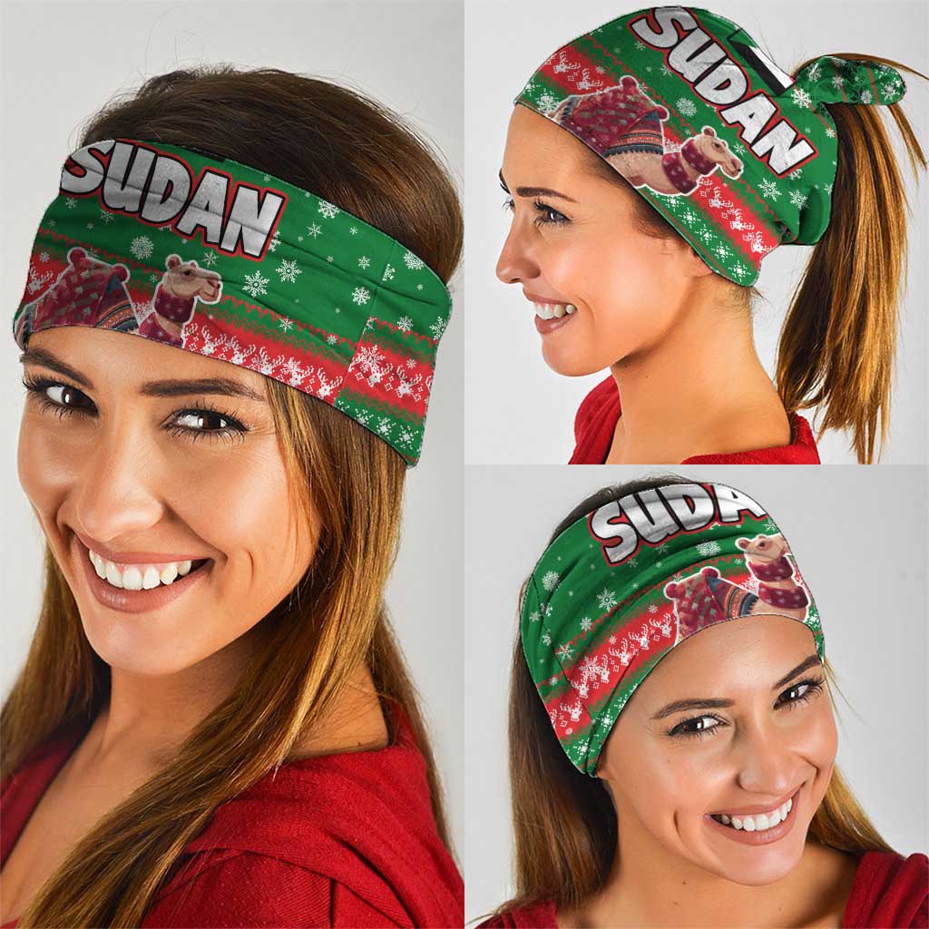 Sudan Christmas Neck Gaiter with Green Red Xmas Camel Snowflake and Coat of Arms TS04