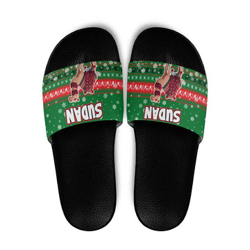 Sudan Christmas Slide Sandals with Green Red Xmas Camel Snowflake and Coat of Arms TS04