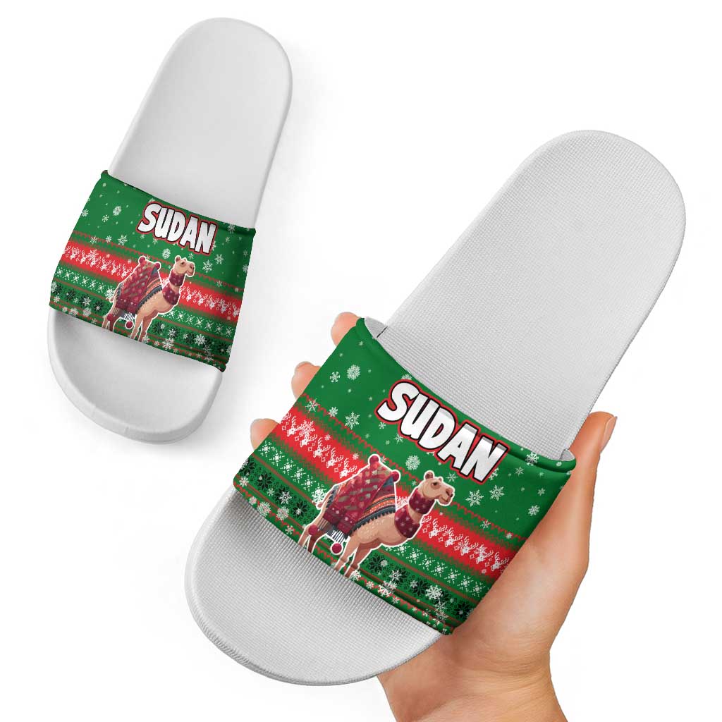 Sudan Christmas Slide Sandals with Green Red Xmas Camel Snowflake and Coat of Arms TS04