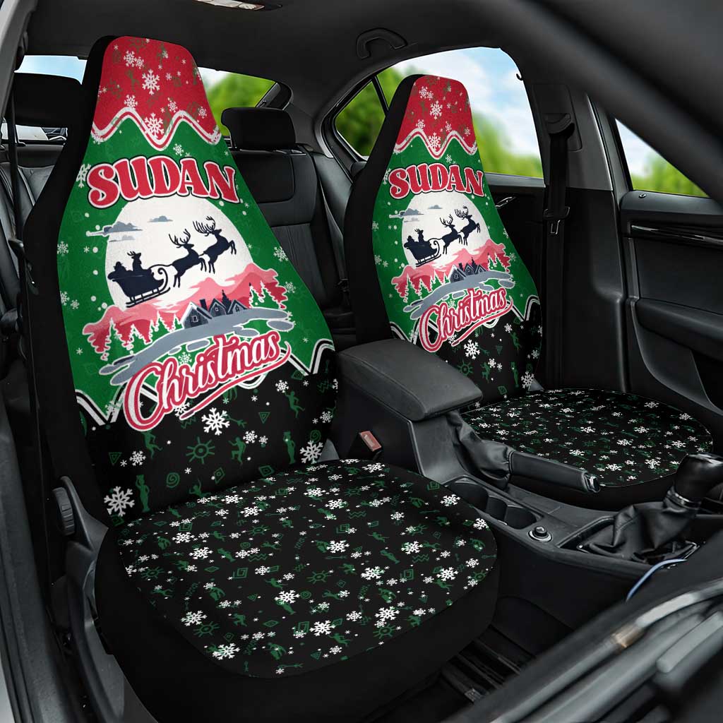 Sudan Christmas Car Seat Cover with Red Green Black Xmas Santa Sleigh and Map TS04