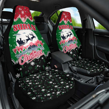 Sudan Christmas Car Seat Cover with Red Green Black Xmas Santa Sleigh and Map TS04