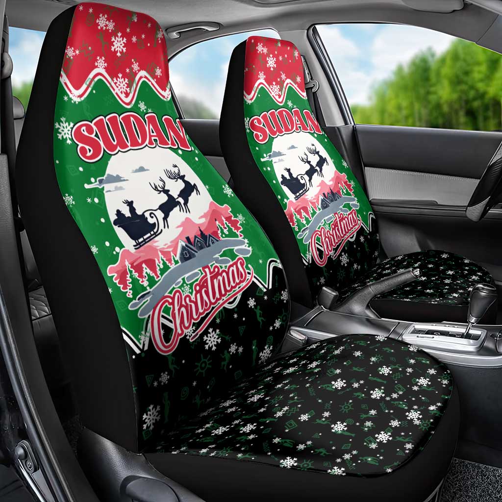 Sudan Christmas Car Seat Cover with Red Green Black Xmas Santa Sleigh and Map TS04