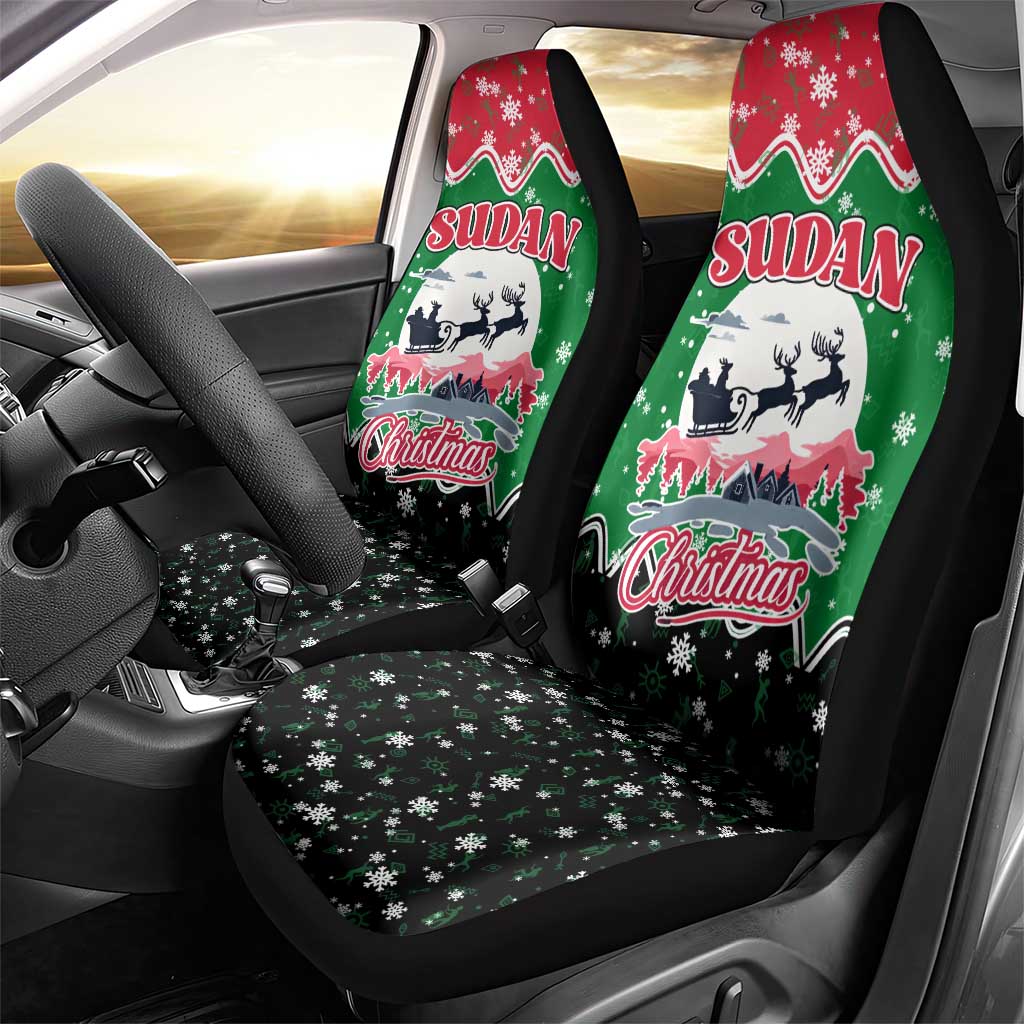 Sudan Christmas Car Seat Cover with Red Green Black Xmas Santa Sleigh and Map TS04