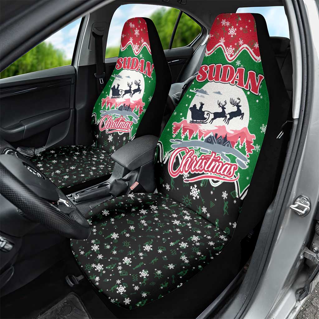 Sudan Christmas Car Seat Cover with Red Green Black Xmas Santa Sleigh and Map TS04