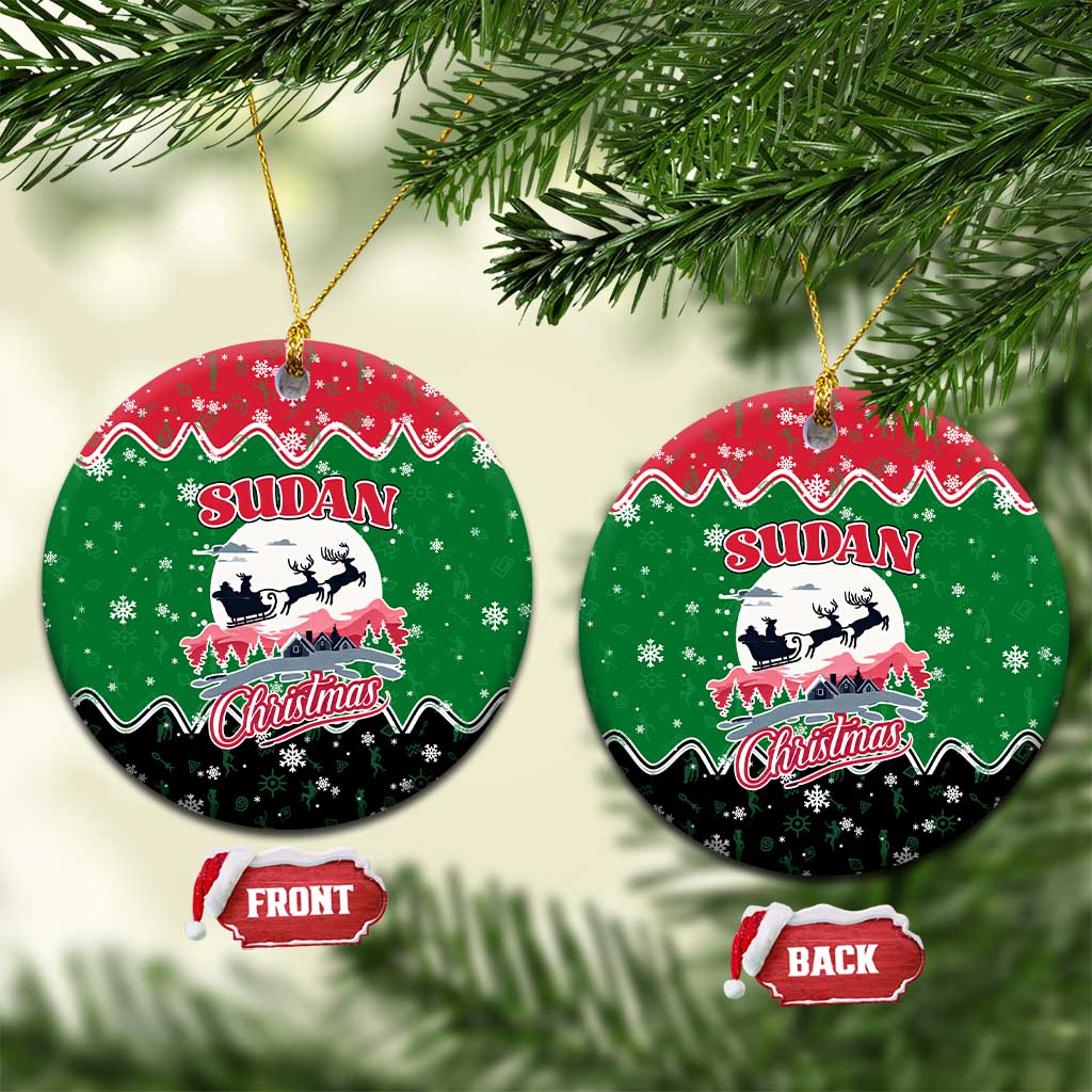 Sudan Christmas Ceramic Ornament with Red Green Black Xmas Santa Sleigh and Map TS04