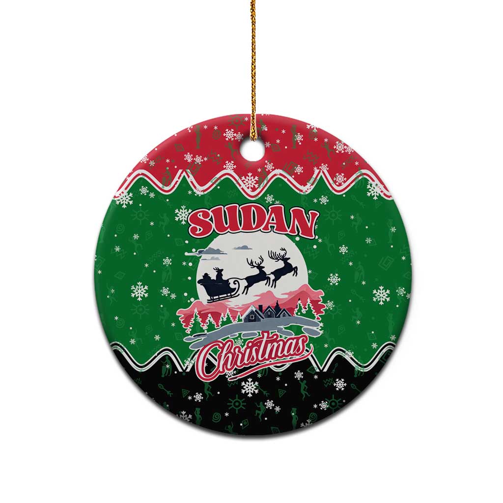 Sudan Christmas Ceramic Ornament with Red Green Black Xmas Santa Sleigh and Map TS04