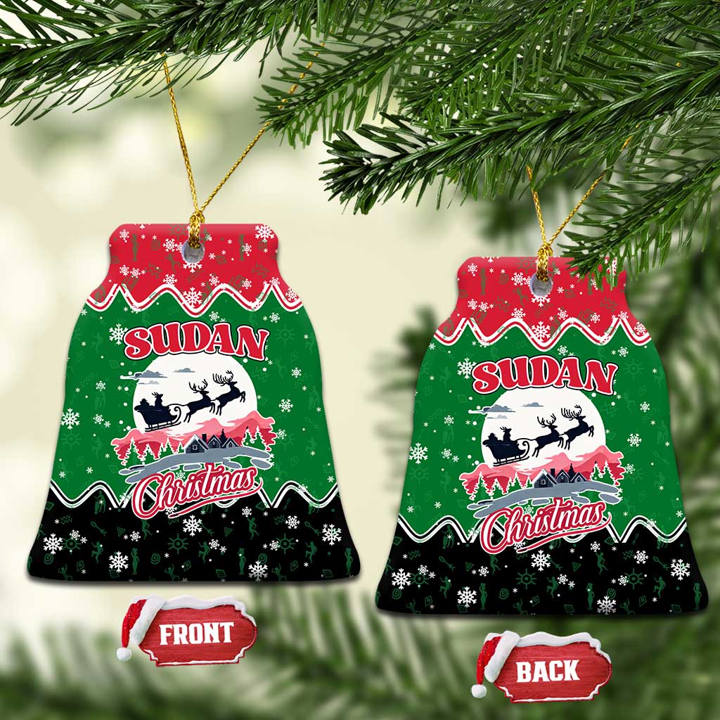 Sudan Christmas Ceramic Ornament with Red Green Black Xmas Santa Sleigh and Map TS04