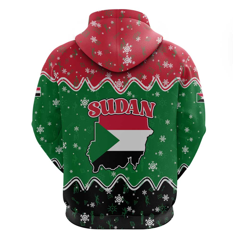 Sudan Christmas Hoodie with Red Green Black Xmas Santa Sleigh and Map TS04