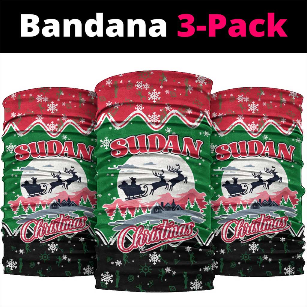 Sudan Christmas Neck Gaiter with Red Green Black Xmas Santa Sleigh and Map TS04