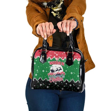 Sudan Christmas Shoulder Handbag with Red Green Black Xmas Santa Sleigh and Map TS04