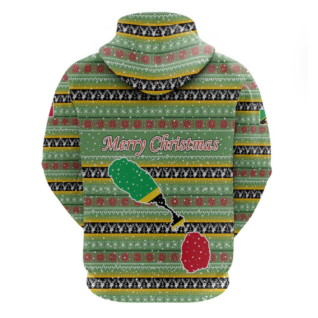 Saint Kitts and Nevis Christmas Hoodie with Green Red Black Xmas Sailboat and Map TS04