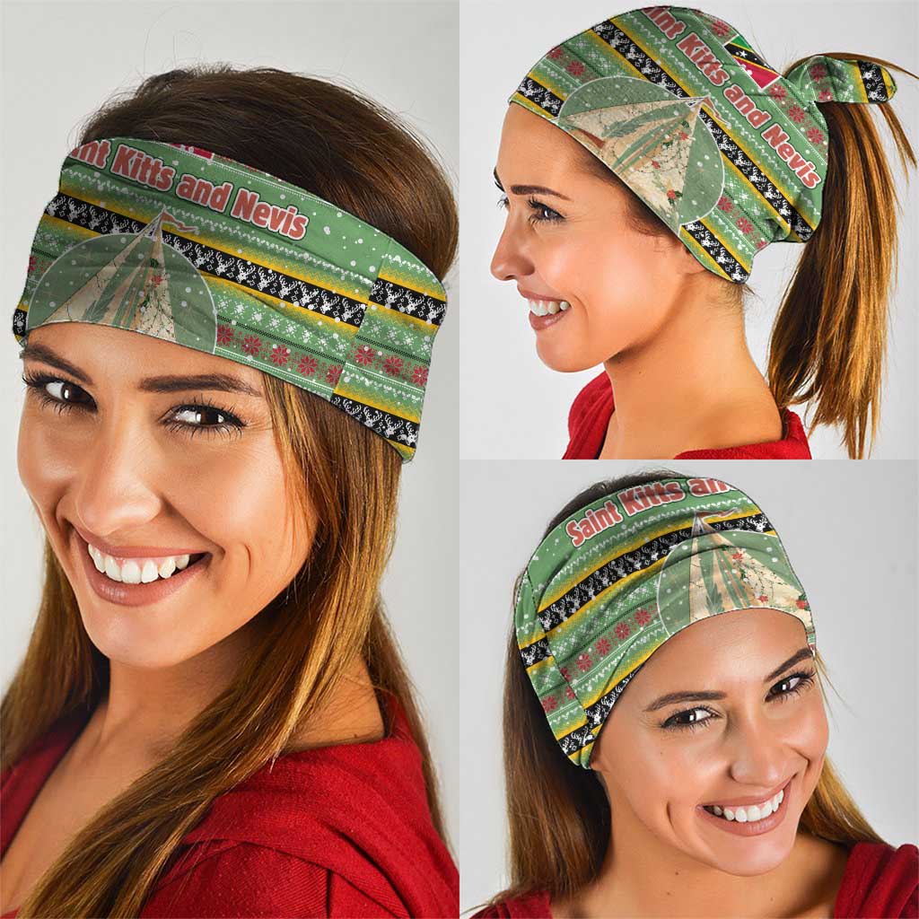 Saint Kitts and Nevis Christmas Neck Gaiter with Green Red Black Xmas Sailboat and Map TS04