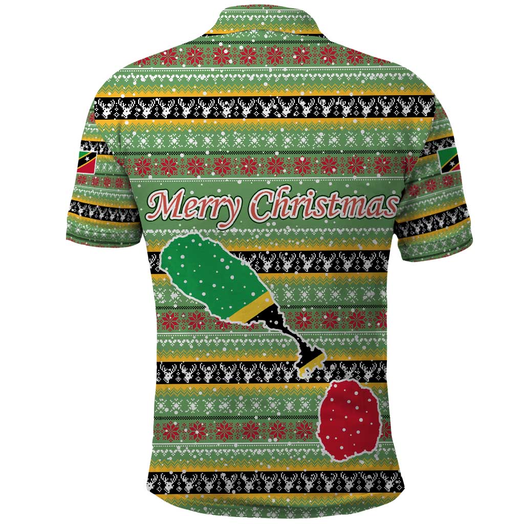 Saint Kitts and Nevis Christmas Polo Shirt with Green Red Black Xmas Sailboat and Map TS04