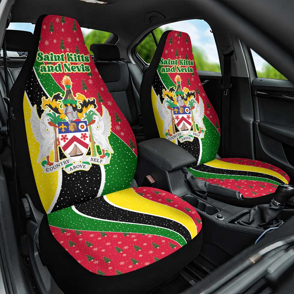Saint Kitts and Nevis Christmas Car Seat Cover with Red Green Black Xmas Monkey Gift and Coat of Arms TS04