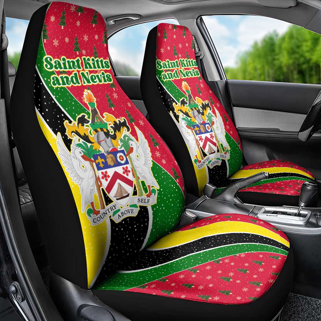 Saint Kitts and Nevis Christmas Car Seat Cover with Red Green Black Xmas Monkey Gift and Coat of Arms TS04